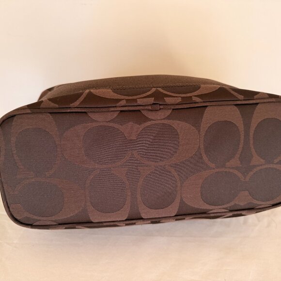 Authentic Coach Monogram Brown Small Shoulder/Wristlet Bag, Brown Lining - Picture 6 of 12